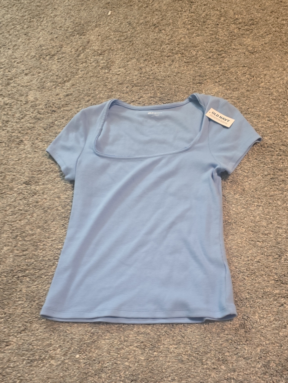 Old Navy Women's Soft Sky Blue Square Neck Short Sleeve Tee